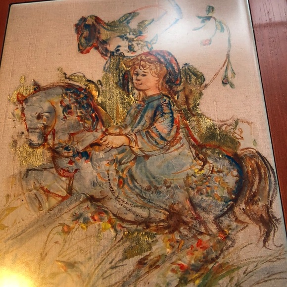 Edna Hibel “Girl on Horse” felt wooden trinket box - Picture 13 of 13